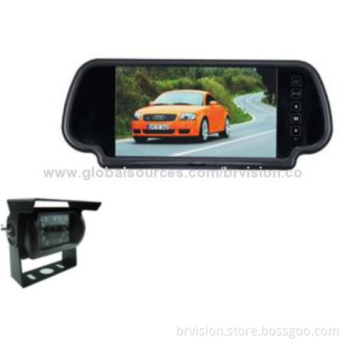 7.0-inch Mirror Monitor with Clip-on Bracket and Reverse Camera for Surveillance
